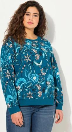 Ulla Popken Sweatshirt Sweatshirt Pailletten Oversized Rundhals Langarm