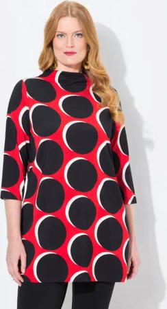 Ulla Popken Sweatshirt Sweatshirt Punkte A-Linie Stehkragen 3/4-Arm