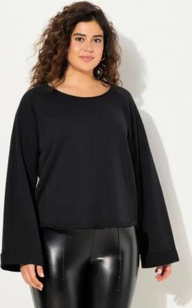 Ulla Popken Sweatshirt Sweatshirt Rollkanten Rundhals Raglan-Langarm