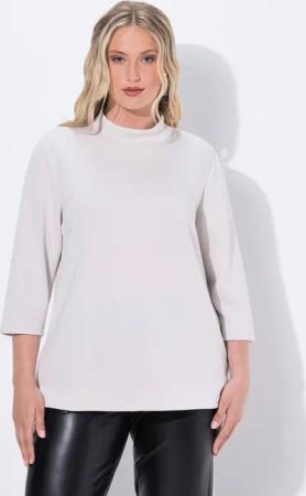 Ulla Popken Sweatshirt Sweatshirt Rücken-Zierknöpfe Stehkragen 3/4-Arm