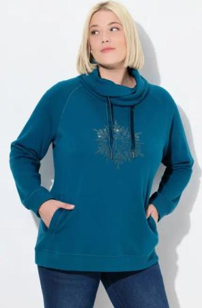 Ulla Popken Sweatshirt Sweatshirt Schneeflocke Stehkragen Langarm
