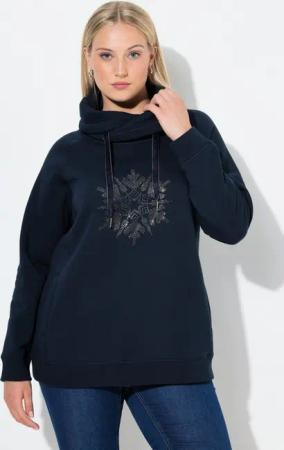 Ulla Popken Sweatshirt Sweatshirt Schneeflocke Stehkragen Langarm