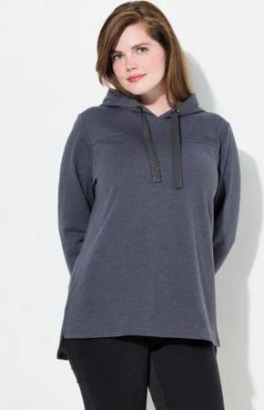 Ulla Popken Sweatshirt Sweatshirt Schriftdruck Classic Kapuze Langarm