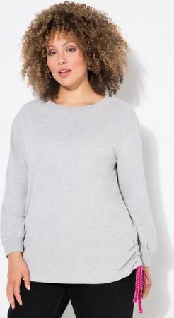 Ulla Popken Sweatshirt Sweatshirt seitliche Raffbänder Rundhals Langarm