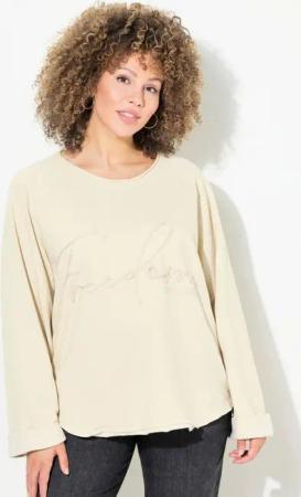 Ulla Popken Sweatshirt Sweatshirt Stickerei Rundhals Langarm Rollkanten