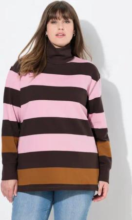 Ulla Popken Sweatshirt Sweatshirt Streifen Stehkragen Langarm