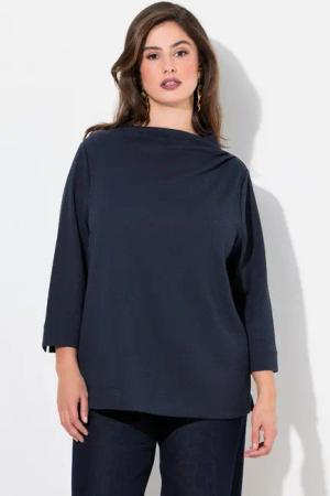 Ulla Popken Sweatshirt Sweatshirt Struktur Stehkragen Zierfalten 3/4-Arm