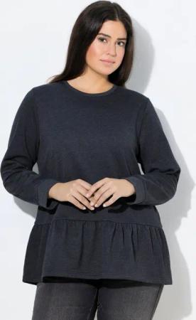Ulla Popken Sweatshirt Sweatshirt Volantsaum A-Linie Rundhals Langarm