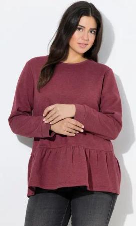 Ulla Popken Sweatshirt Sweatshirt Volantsaum A-Linie Rundhals Langarm