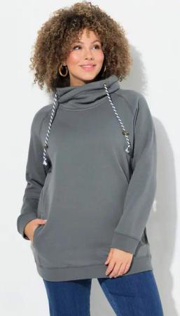 Ulla Popken Sweatshirt Sweatshirt weiter Stehkragen Taschen