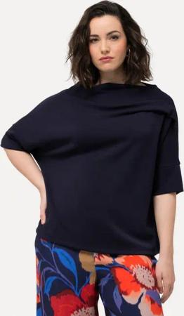 Ulla Popken Sweatshirt Sweatshirt Zierfalten Oversized Stehkragen Halbarm