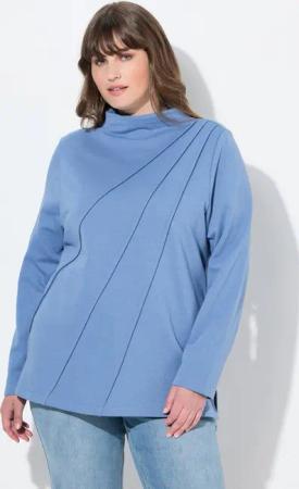 Ulla Popken Sweatshirt Sweatshirt Ziernähte Stehkragen Langarm