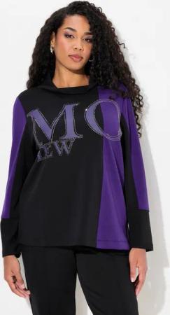 Ulla Popken Sweatshirt Sweatshirt Zierstein-Schriftzug Stehkragen Langarm