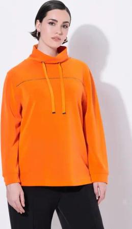 Ulla Popken Sweatshirt Sweatshirt Ziersteine Classic Stehkragen 3/4-Arm