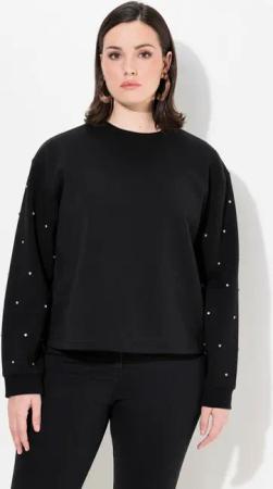 Ulla Popken Sweatshirt Sweatshirt Ziersteine Oversized Rundhals Langarm