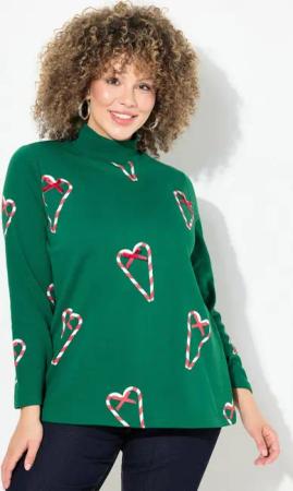 Ulla Popken Sweatshirt Sweatshirt Zuckerstangen Classic Stehkragen