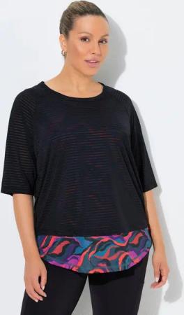 Ulla Popken T-Shirt Funktions-Shirt doppellagig Rundhals 3/4-Arm