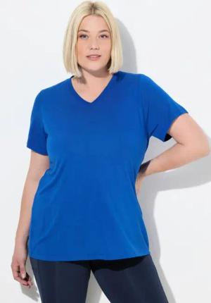 Ulla Popken T-Shirt Funktionsshirt antibakteriell V-Ausschnitt Halbarm