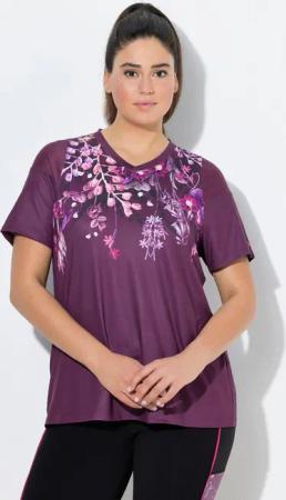 Ulla Popken T-Shirt Funktionsshirt Mesh-Einsätze V-Ausschnitt Halbarm