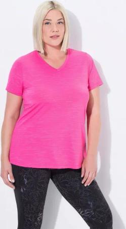 Ulla Popken T-Shirt Funktionsshirt Mesheinsätze V-Ausschnitt Halbarm