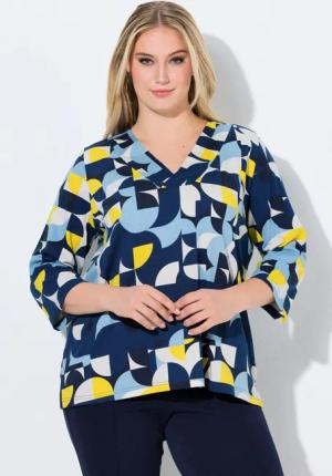 Ulla Popken T-Shirt Longshirt A-Linie V-Ausschnitt 3/4-Arm