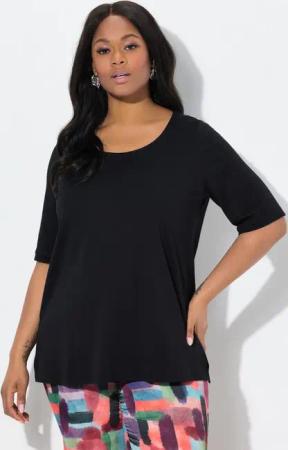 Ulla Popken T-Shirt Pima Cotton Shirt A-Linie Rundhals Halbarm