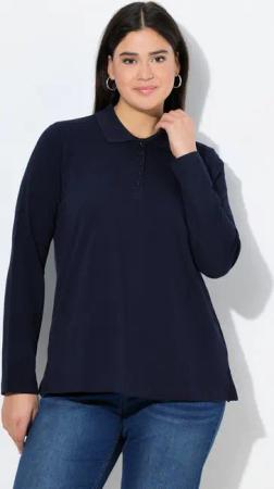 Ulla Popken T-Shirt Poloshirt Knopfleiste Polokragen Langarm