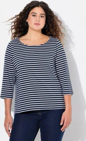 Ulla Popken T-Shirt Ringelshirt Classic Fit Rundhals 3/4-Arm