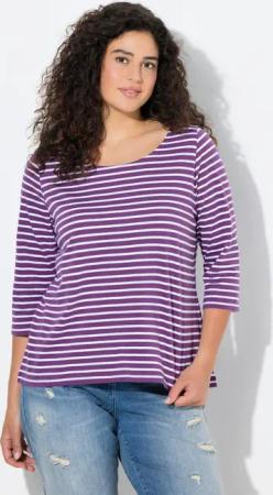 Ulla Popken T-Shirt Ringelshirt Classic Fit Rundhals 3/4-Arm