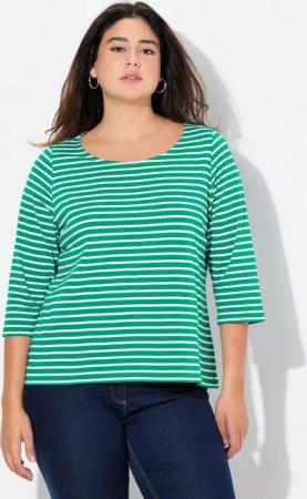 Ulla Popken T-Shirt Ringelshirt Classic Fit Rundhals 3/4-Arm