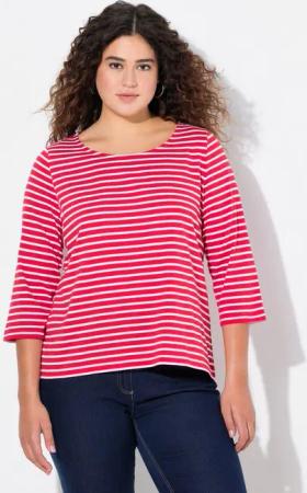 Ulla Popken T-Shirt Ringelshirt Classic Fit Rundhals 3/4-Arm