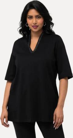 Ulla Popken T-Shirt Shirt A-Linie Kelchkragen Halbarm Pima Cotton