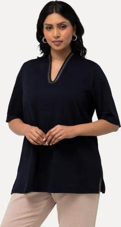 Ulla Popken T-Shirt Shirt A-Linie Kelchkragen Halbarm Pima Cotton