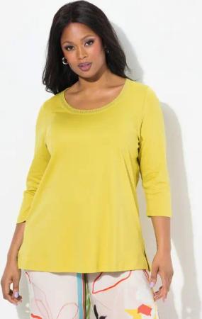 Ulla Popken T-Shirt Shirt A-Linie Rundhals 3/4-Arm Pima Cotton