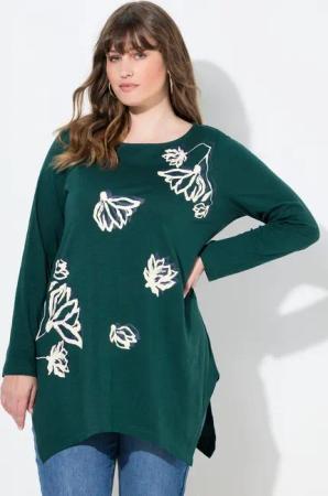 Ulla Popken T-Shirt Shirt A-Linie U-Boot-Ausschnitt Langarm