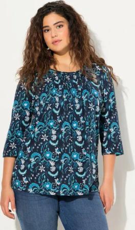 Ulla Popken T-Shirt Shirt Biesen A-Linie Rundhals 3/4-Arm