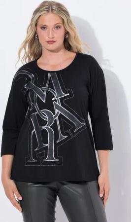 Ulla Popken T-Shirt Shirt Buchstaben Oversized Rundhals 3/4-Arm