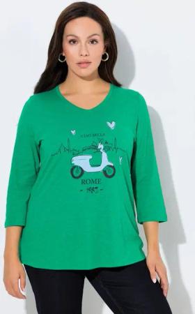 Ulla Popken T-Shirt Shirt Ciao Bella Classic V-Ausschnitt 3/4-Arm