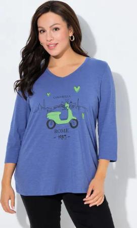 Ulla Popken T-Shirt Shirt Ciao Bella Classic V-Ausschnitt 3/4-Arm