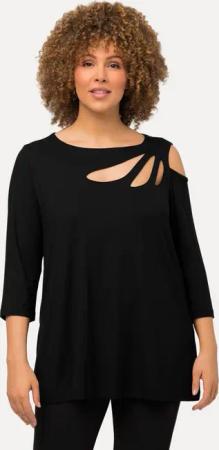 Ulla Popken T-Shirt Shirt Cut-Outs A-Linie U-Boot-Ausschnitt 3/4-Arm