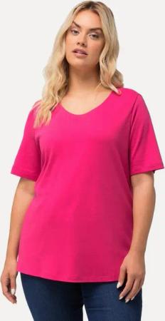Ulla Popken T-Shirt Shirt doppellagige Vorderseite Slim Rundhals