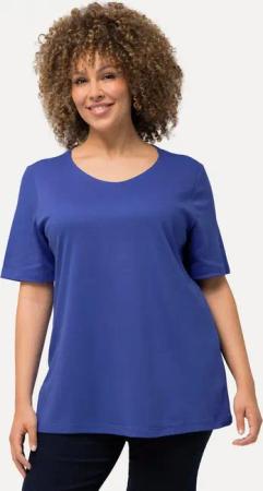 Ulla Popken T-Shirt Shirt doppellagige Vorderseite Slim Rundhals