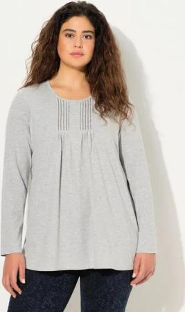 Ulla Popken T-Shirt Shirt Falten Perlen A-Linie Langarm