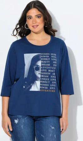 Ulla Popken T-Shirt Shirt Foto-/Schriftmotiv Rundhals 3/4-Arm