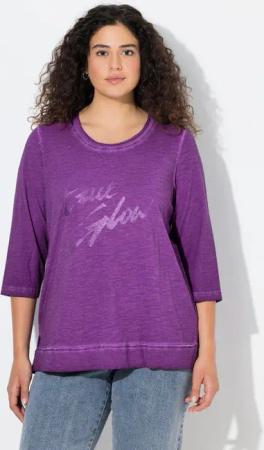 Ulla Popken T-Shirt Shirt Glitzerdruck Classic Rundhals 3/4-Arm