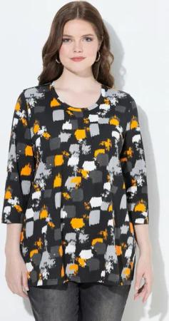 Ulla Popken T-Shirt Shirt grafischer Druck A-Linie Rundhals 3/4-Arm