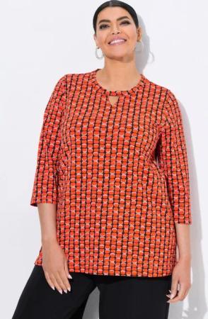 Ulla Popken T-Shirt Shirt grafischer Druck A-Linie Rundhals 3/4-Arm