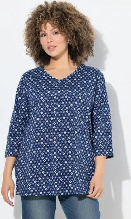 Ulla Popken T-Shirt Shirt grafischer Druck A-Linie V-Ausschnitt