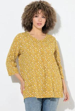 Ulla Popken T-Shirt Shirt grafischer Druck A-Linie V-Ausschnitt