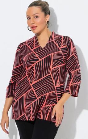 Ulla Popken T-Shirt Shirt grafischer Druck Kelchkragen 3/4-Arm